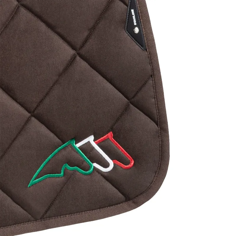 Equiline EQTRICOLORE Jump Saddlecloth and Ear Net Set - Brown-1