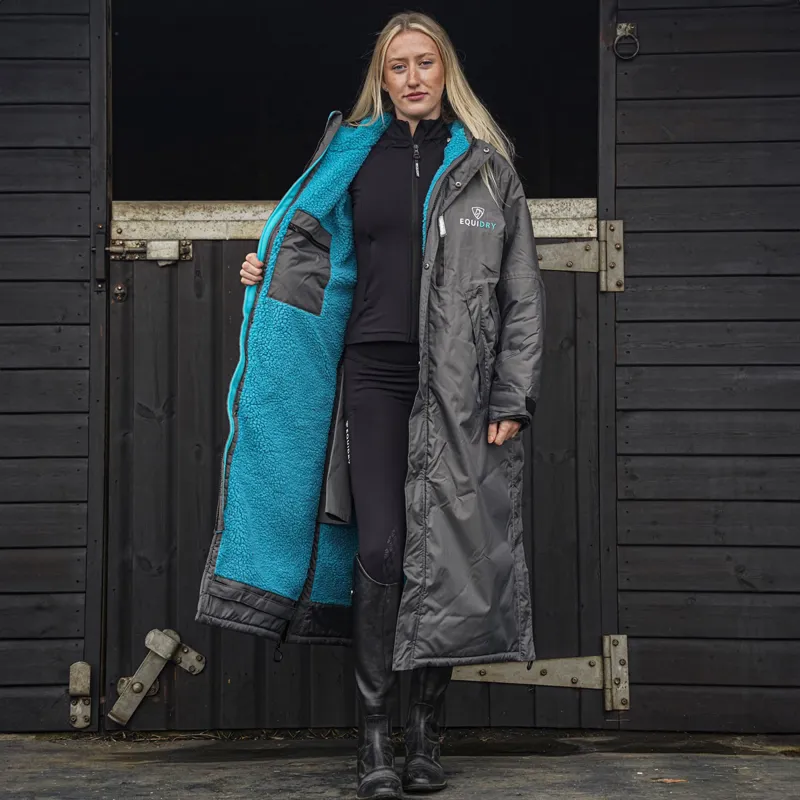 Equidry Evolution Thick Fleece Lined Waterproof Jacket - Grey and Turquoise-2