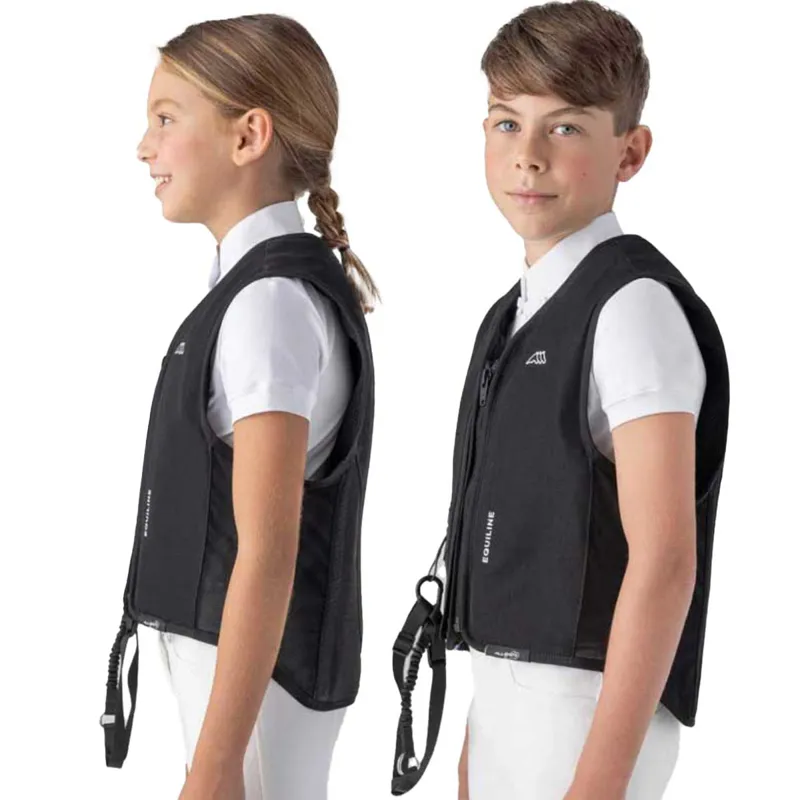 Equiline Belair Unisex Childs Air Jacket with Level 2 Back Protector - Black-3