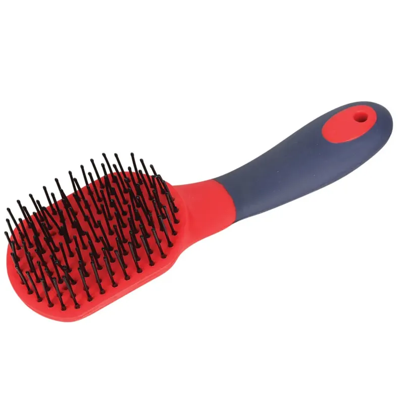 Hy Equestrian Star Easy Grip Mane and Tail Brush - Red/Navy/Gold Stars-1