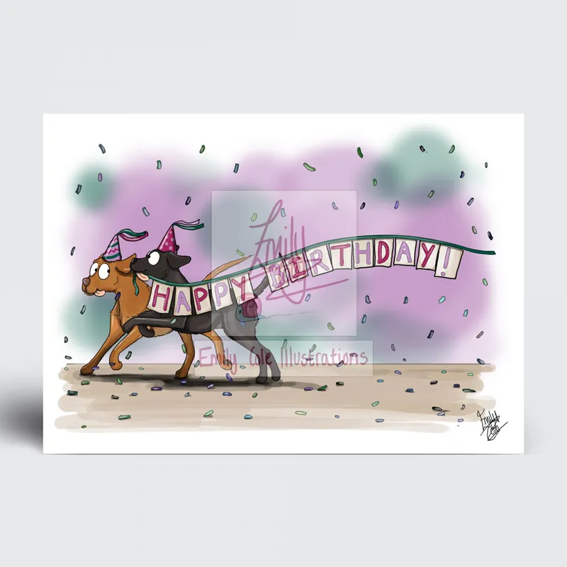 Emily Cole Pony Happy Birthday Card - Labrador