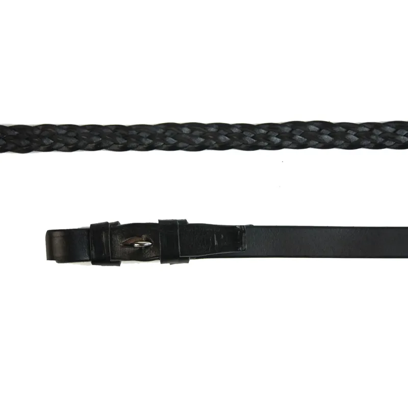 STS English Leather Plaited Reins - Brown