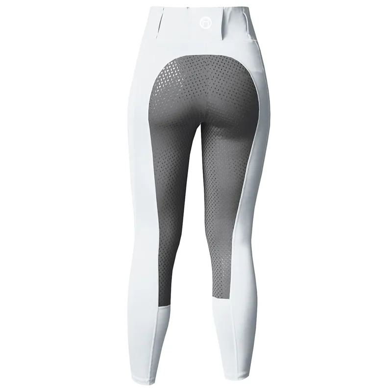Equetech Performance High Waist Full Grip Ladies Riding Tights - White-2