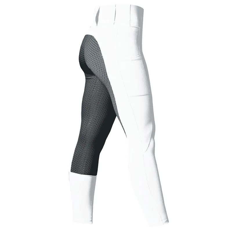 Equetech Performance High Waist Full Grip Ladies Riding Tights - White-1