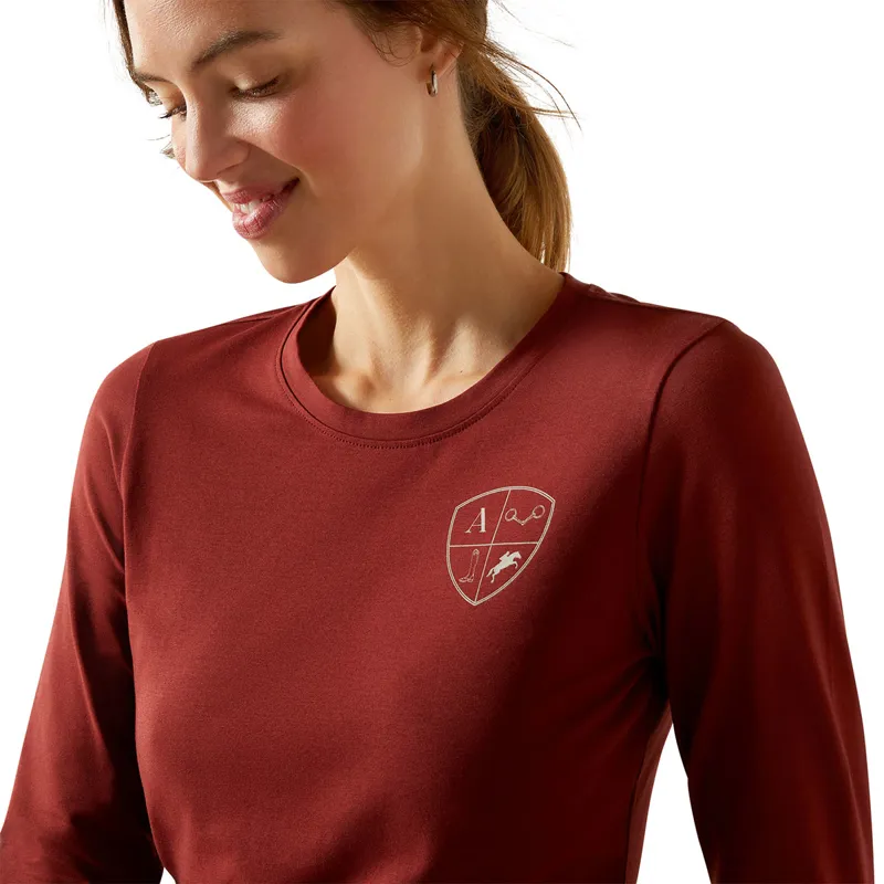 Ariat EQ Icons Long Sleeve Womens Tee - Madder Brown-3