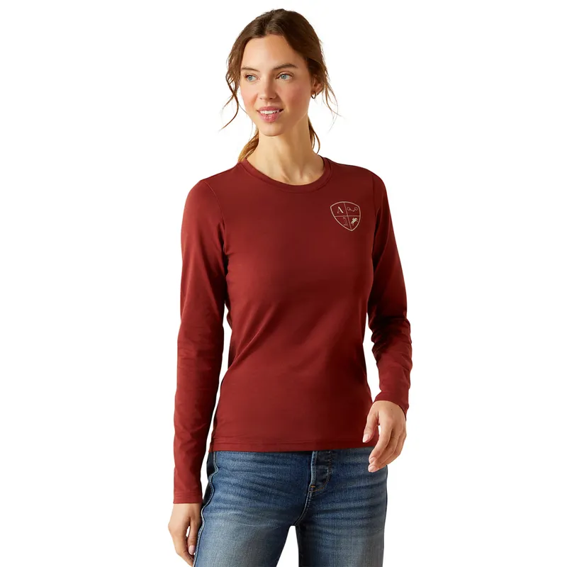 Ariat EQ Icons Long Sleeve Womens Tee - Madder Brown-1