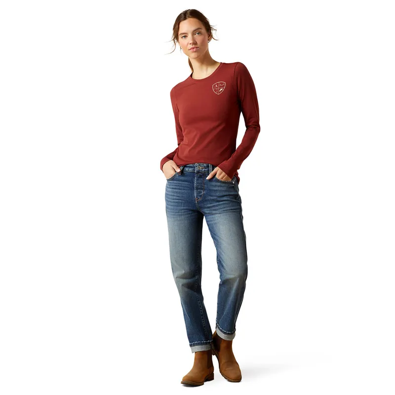 Ariat EQ Icons Long Sleeve Womens Tee - Madder Brown-2