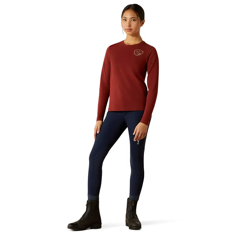 Ariat Eq Icons Junior Girls Long Sleeve Tee - Madder Brown-4