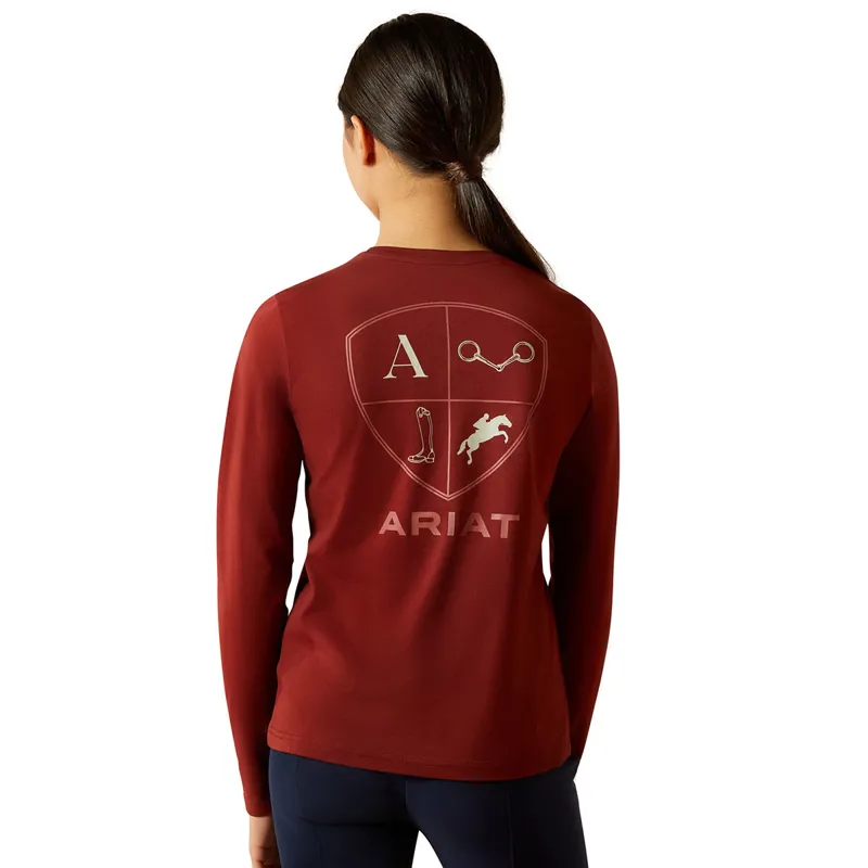 Ariat Eq Icons Junior Girls Long Sleeve Tee - Madder Brown