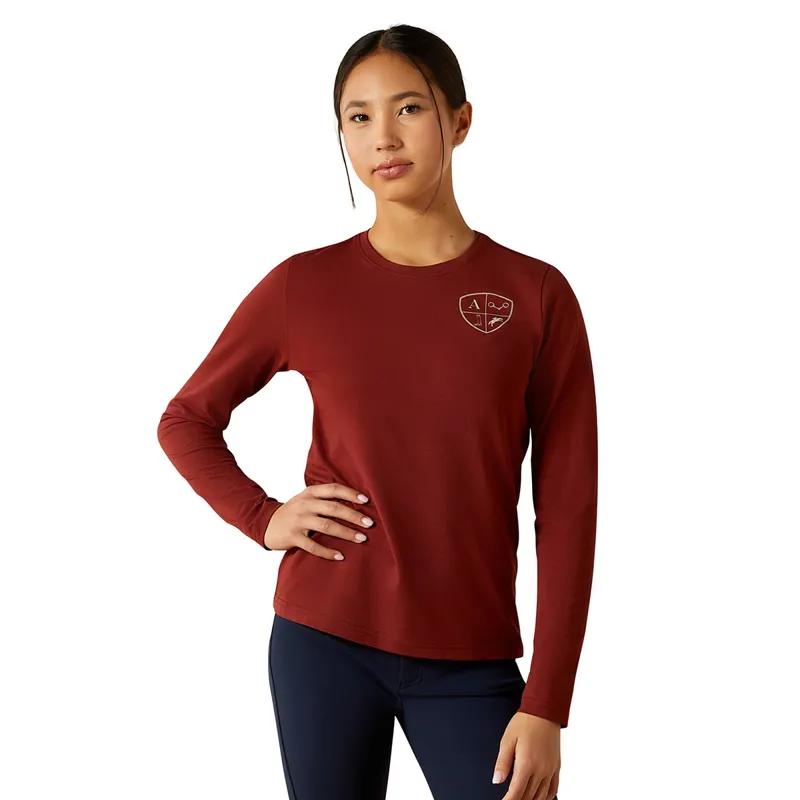 Ariat Eq Icons Junior Girls Long Sleeve Tee - Madder Brown-1