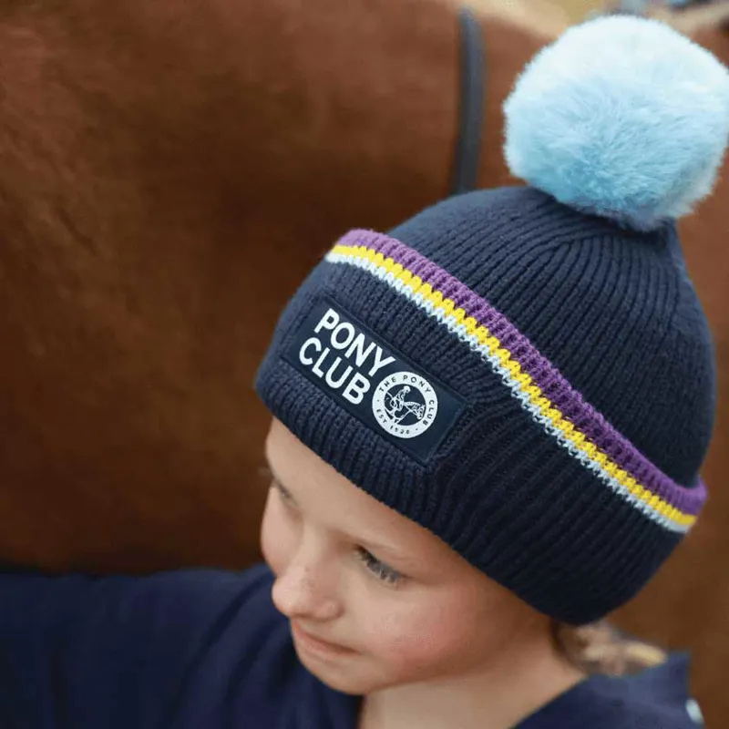 Equetech Pony Club Knit Pom Hat - Navy-1
