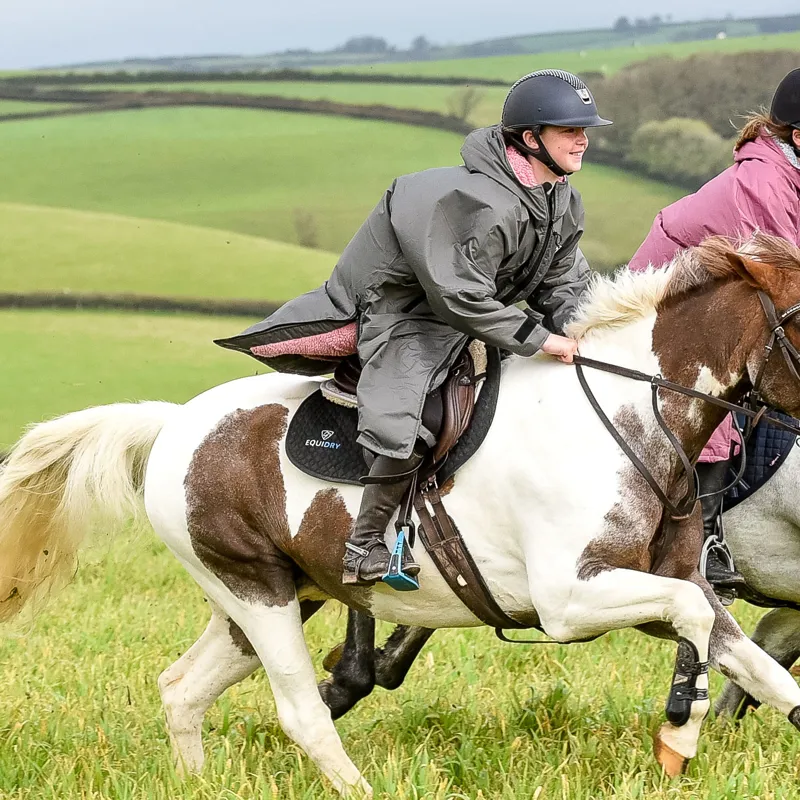 EQUIDRY Original Thick Fleece Lined Junior Jacket - Charcoal/Pink