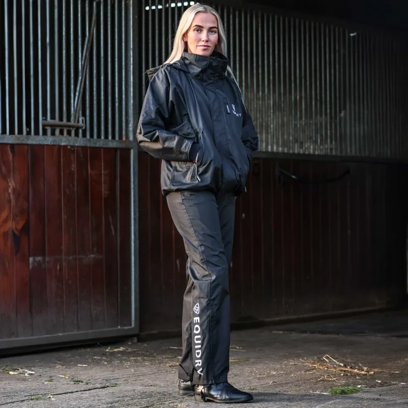 EQUIDRY Fleece Lined Womens Waterproof Trousers - Black