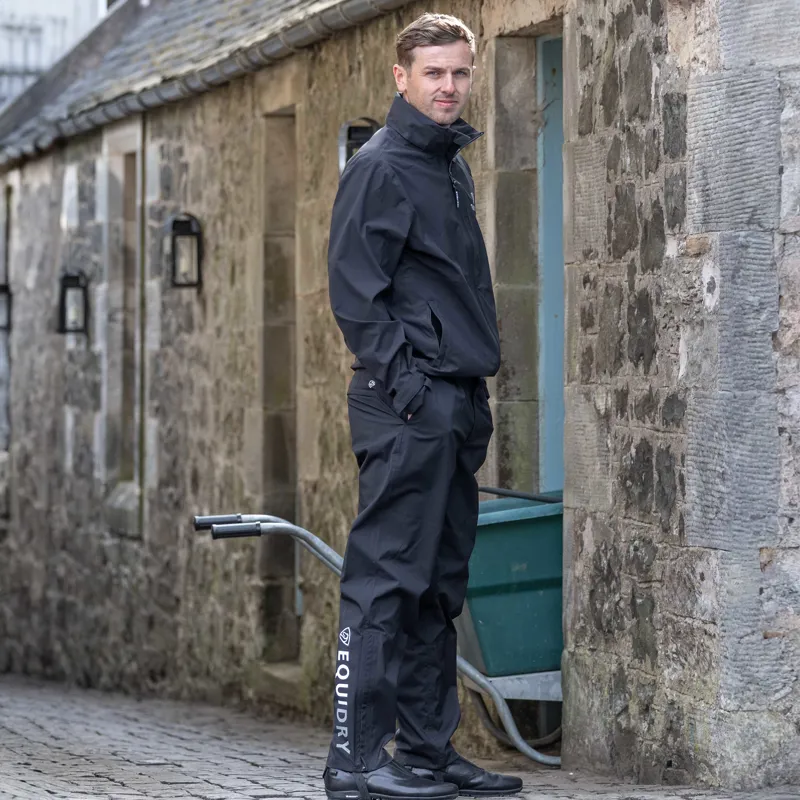 EQUIDRY Fleece Lined Mens Waterproof Trousers - Black