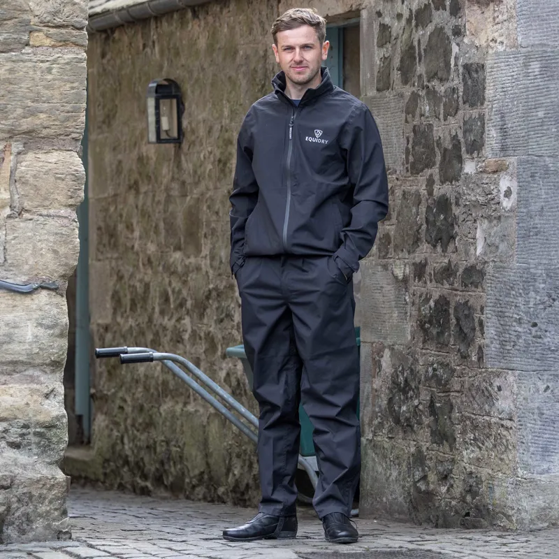 EQUIDRY Fleece Lined Mens Waterproof Trousers - Black-1