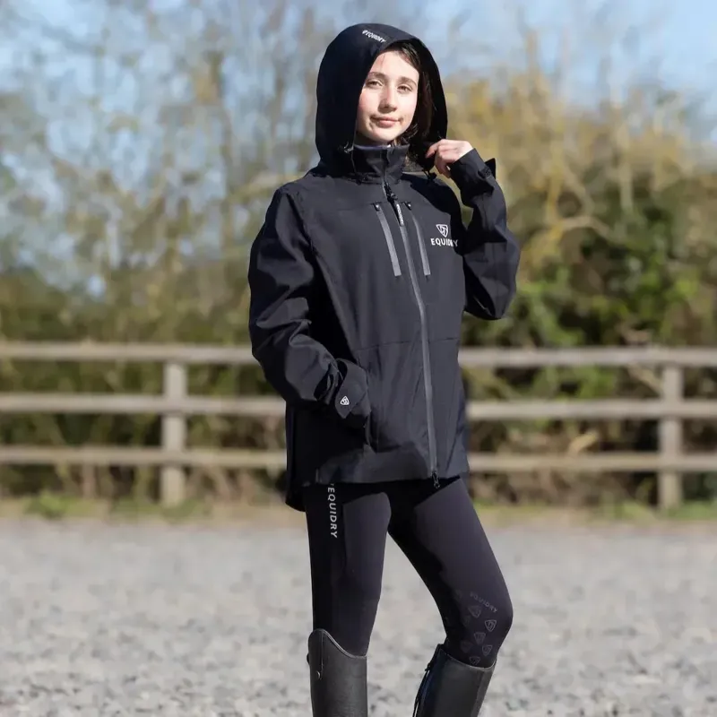 Equidry Varsha Junior Girls Waterproof Jacket - Black-8