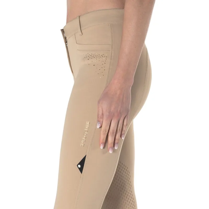 Equiline Eqash Strass Knee Grip Womens Breeches - Desert Dust-2