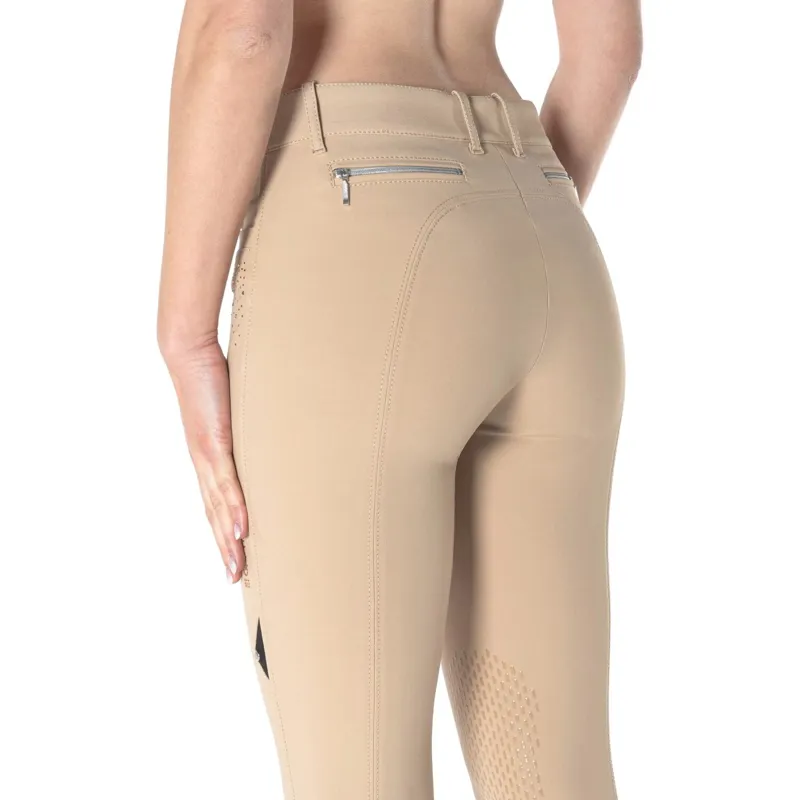 Equiline Eqash Strass Knee Grip Womens Breeches - Desert Dust-3
