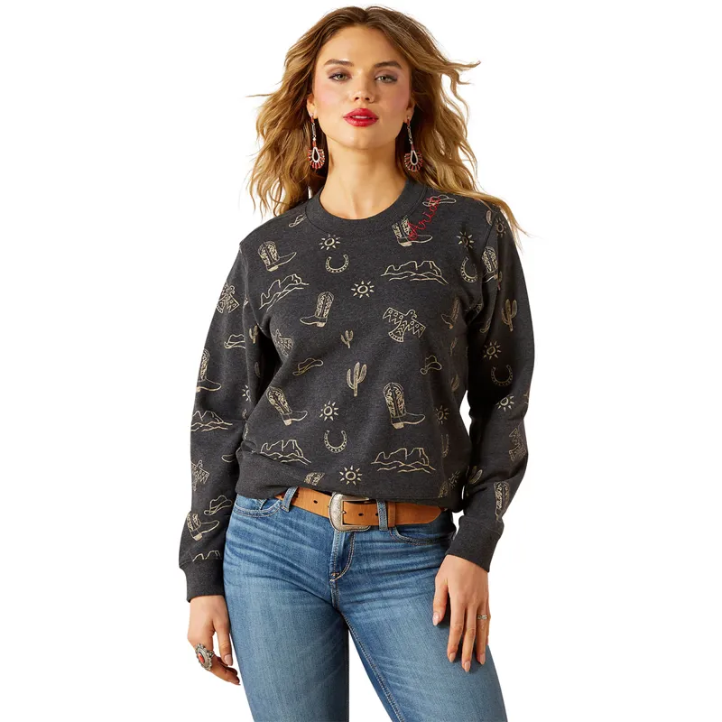 Ariat Essential Crew Womens Sweatshirt - Black Heather