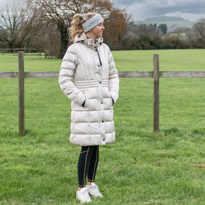 Euro-Star Ferrera Ladies Long Parka Jacket - Ivory-1