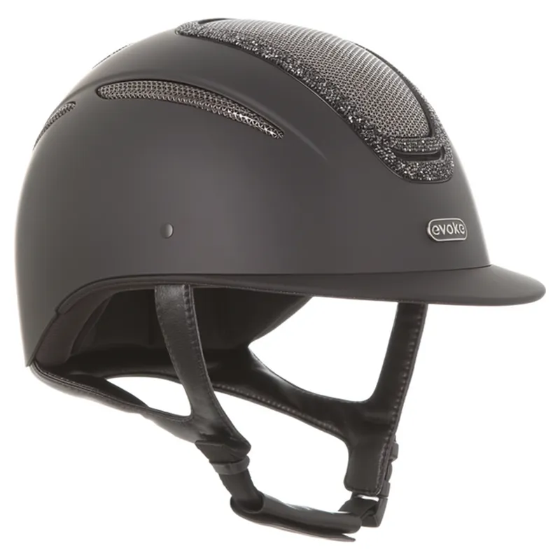 Evoke Elara Classic Peak Crystal Frame Riding Hat - Black/Black-4