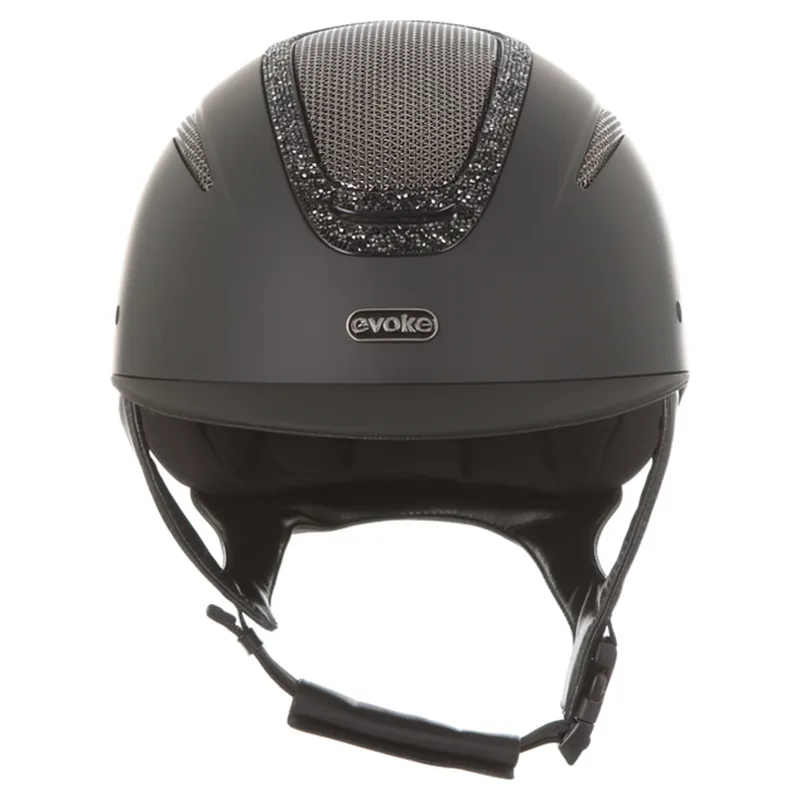 Evoke Elara Classic Peak Crystal Frame Riding Hat - Black/Black-5