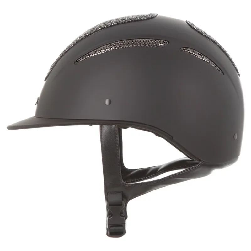 Evoke Elara Classic Peak Crystal Frame Riding Hat - Black/Black-3