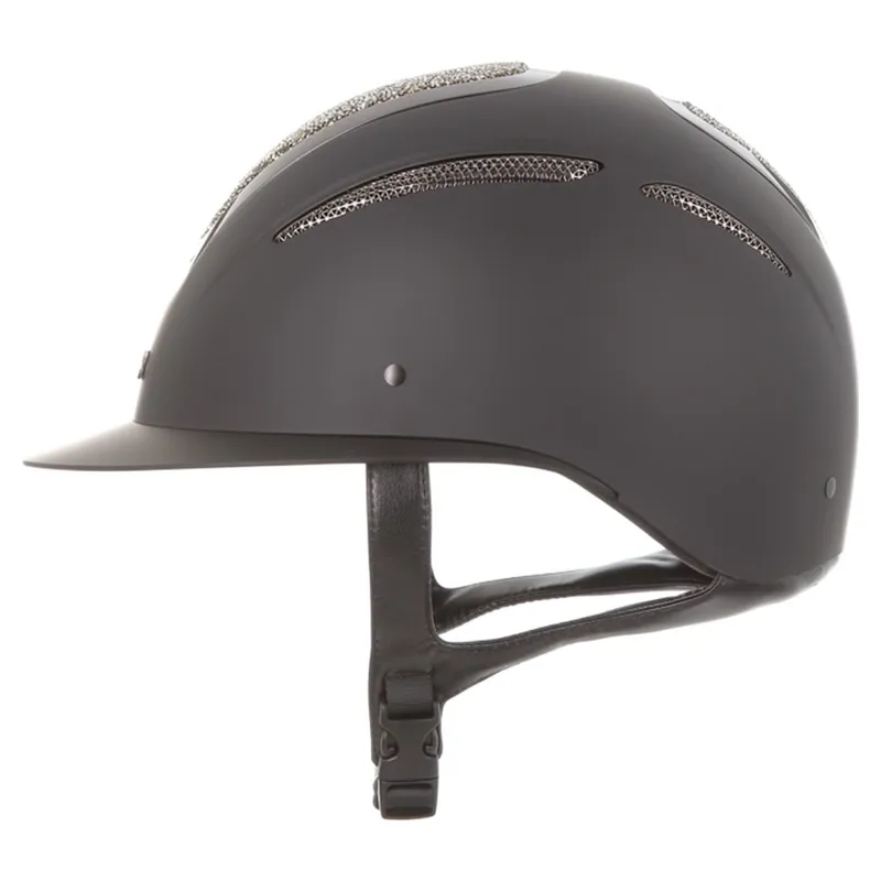 Evoke Elara Wide Peak Crystal Top Riding Hat - Black/Gold-2