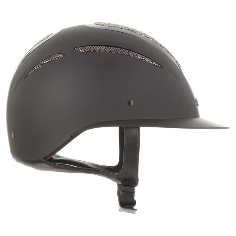 Evoke Elara Wide Peak Crystal Top Riding Hat - Black/Gold-4