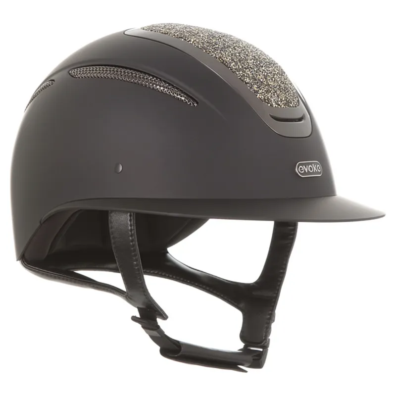 Evoke Elara Wide Peak Crystal Top Riding Hat - Black/Gold-5