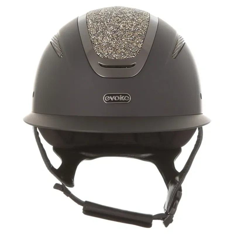 Evoke Elara Wide Peak Crystal Top Riding Hat - Black/Gold-1