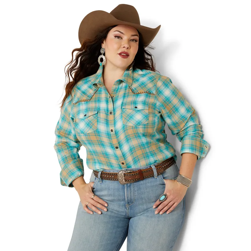 Ariat Roping Long Sleeve Ladies Shirt - Breeze Plaid-3