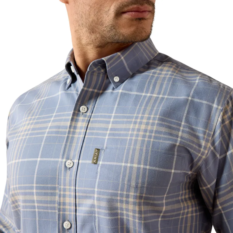 Ariat Clement Mens Shirt - Soft Blue Plaid-3