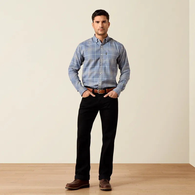 Ariat Clement Mens Shirt - Soft Blue Plaid-4