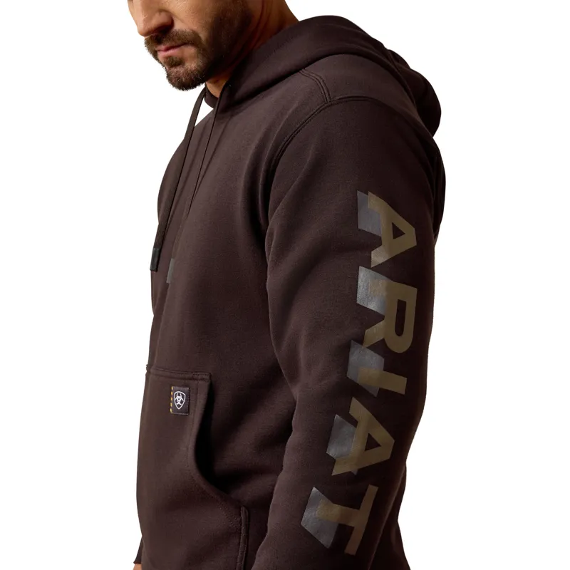 Ariat Rebar Mens Lightweight Logo Hoodie - Licorice/Canteen-2