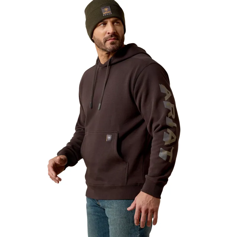 Ariat Rebar Mens Lightweight Logo Hoodie - Licorice/Canteen