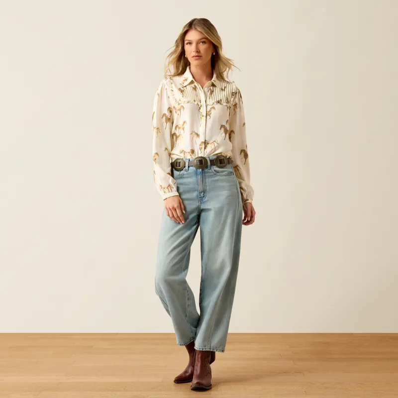Ariat Hannington Womens Blouse - Running Horse Print-4