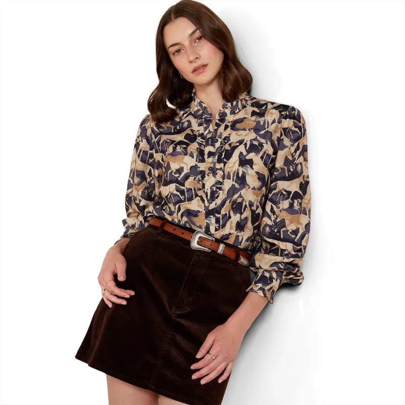 Ariat Country Cricklade Womens Blouse - Navy Coincide Print-2