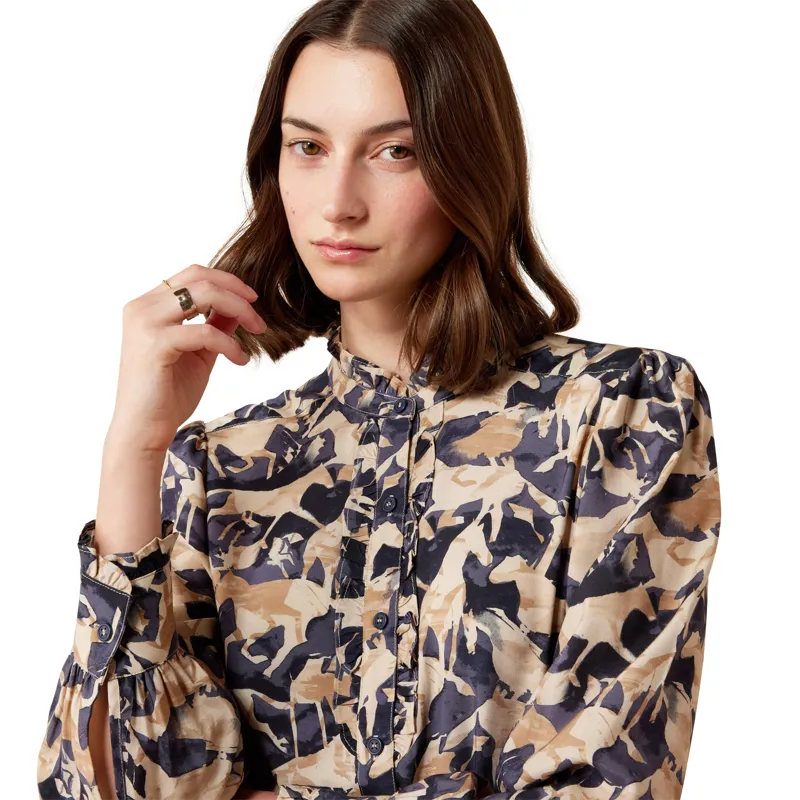 Ariat Country Cricklade Womens Blouse - Navy Coincide Print-3