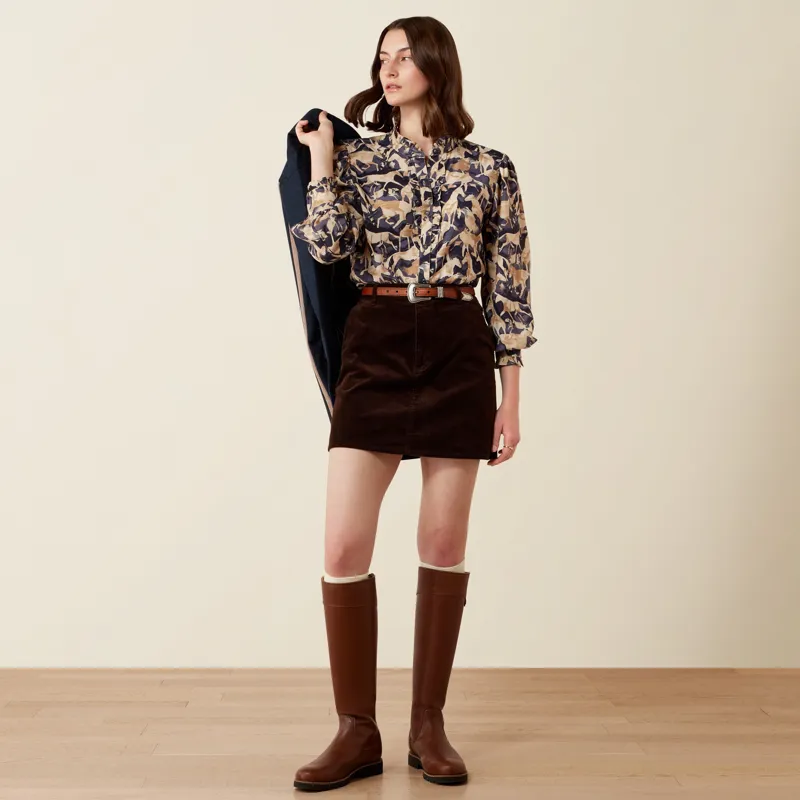 Ariat Country Cricklade Womens Blouse - Navy Coincide Print-4