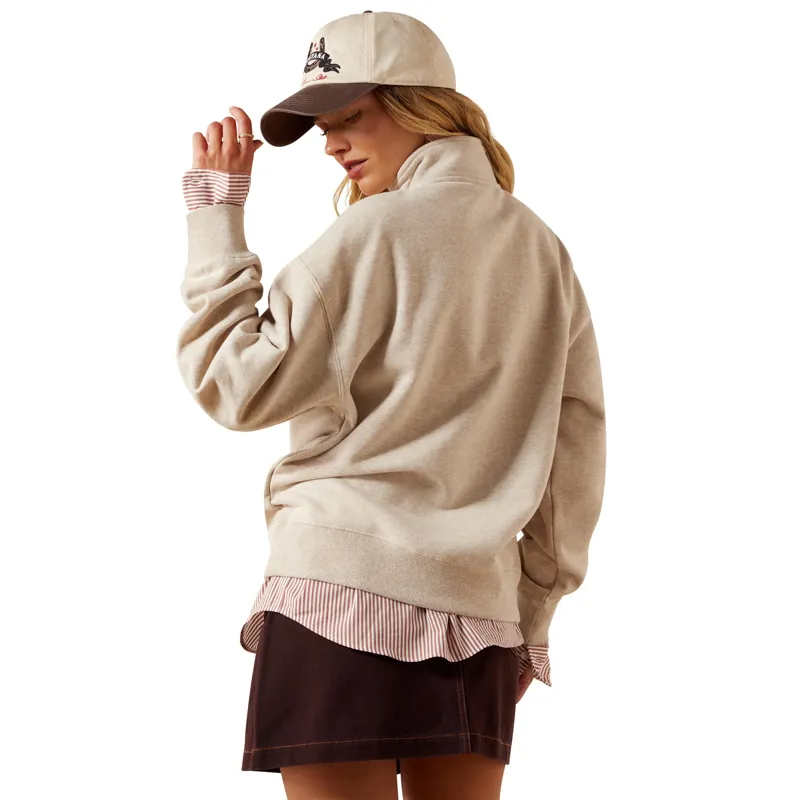 Ariat Running Wild Womens Half-Zip Sweatshirt - Oatmeal Heather-1