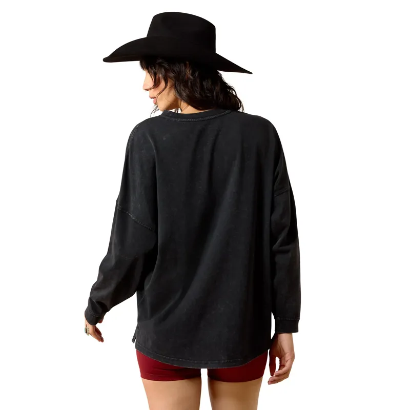 Ariat Canvas Oversized Womens Long Sleeve Tee - Black-1