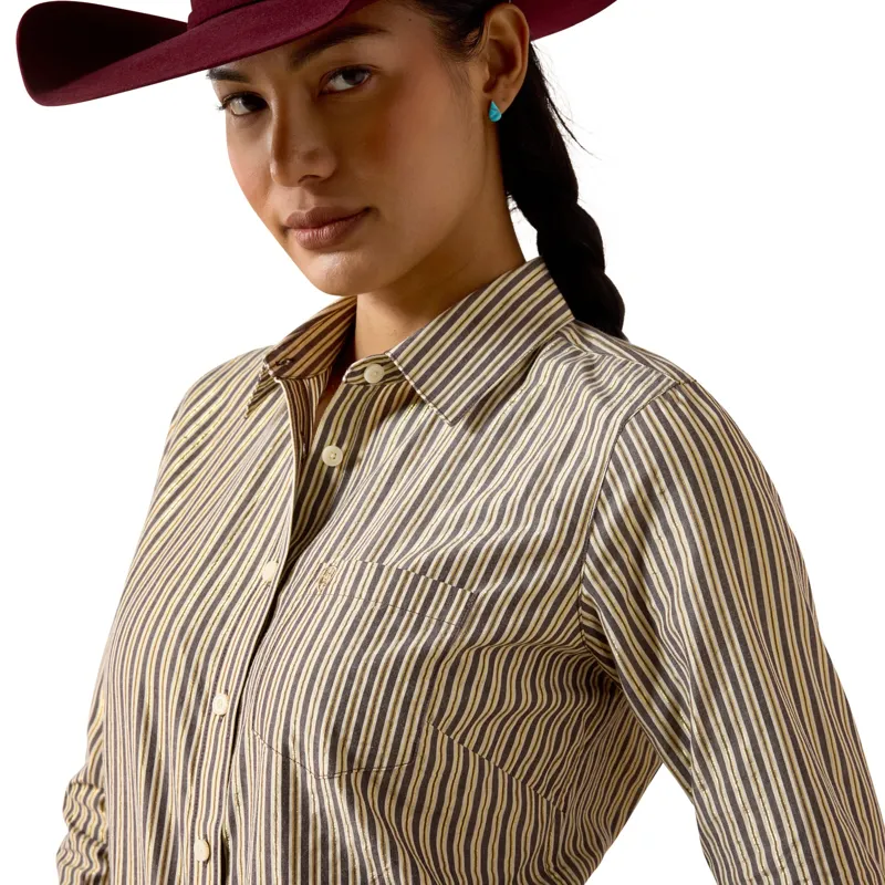 Ariat Kirby Stretch Womens Shirt - Chocolate Plum Stripe-2