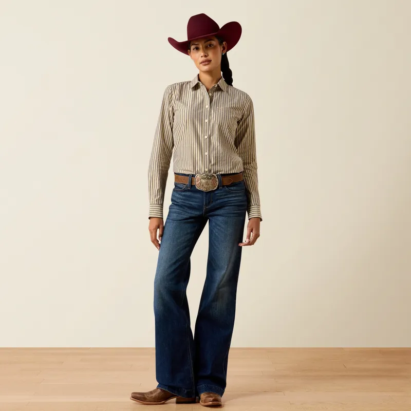 Ariat Kirby Stretch Womens Shirt - Chocolate Plum Stripe-3