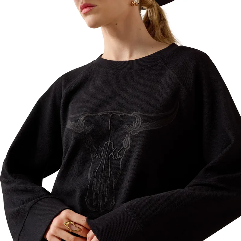 Ariat Steer Statement Womens Sweatshirt - Black-2