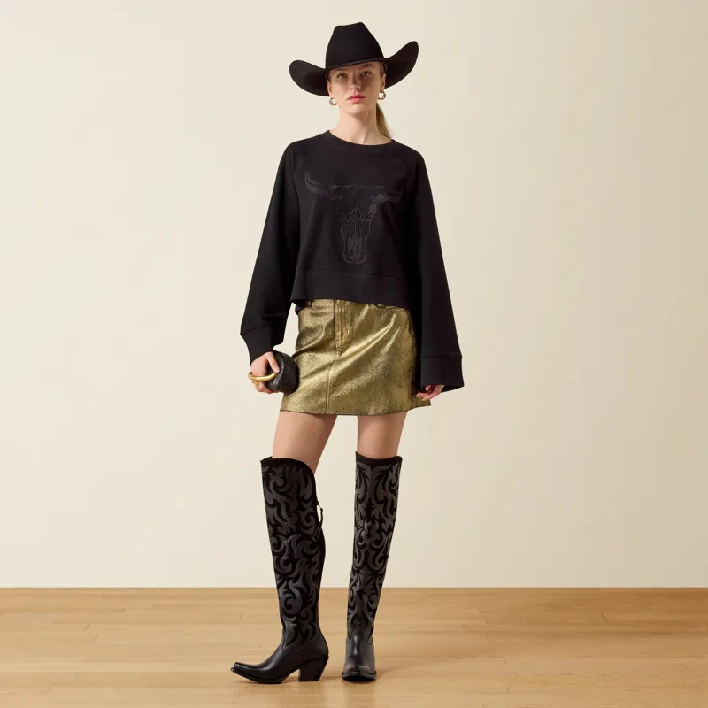 Ariat Steer Statement Womens Sweatshirt - Black-3