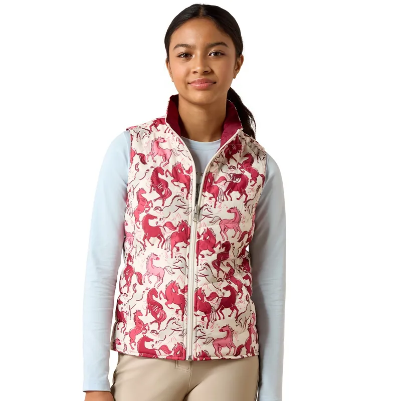 Ariat Bella Junior Girls Reversible Gilet - Vanilla Ice Horsin Around-1