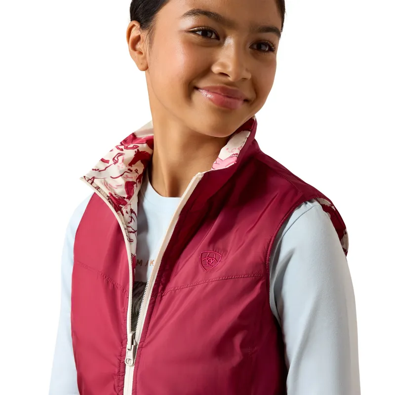 Ariat Bella Junior Girls Reversible Gilet - Vanilla Ice Horsin Around-3