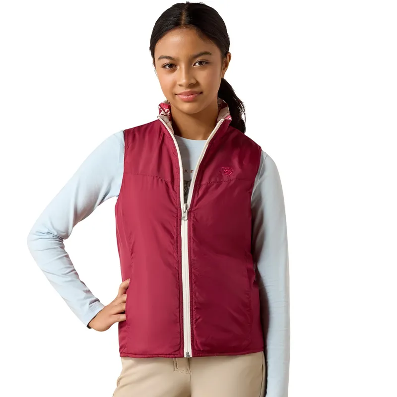 Ariat Bella Junior Girls Reversible Gilet - Vanilla Ice Horsin Around