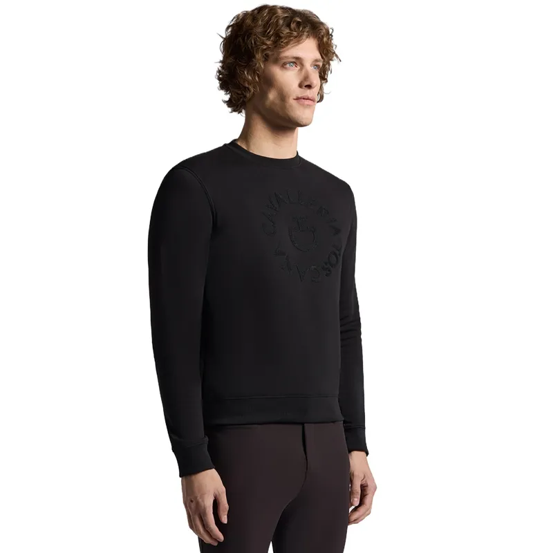 Cavalleria Toscana Cotton Crew Neck Mens Sweatshirt - Black